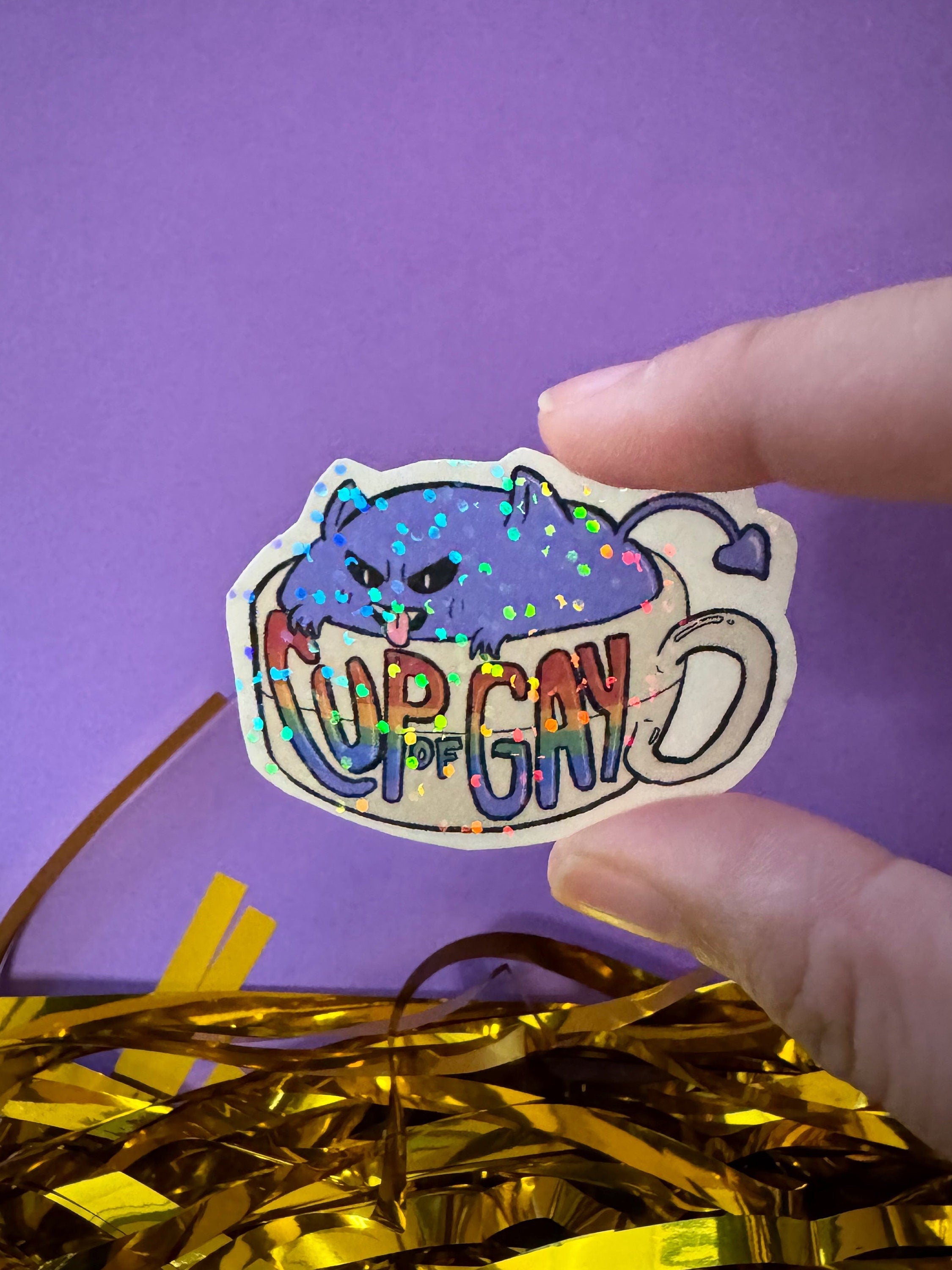 Cup of Gay Holographic Sticker