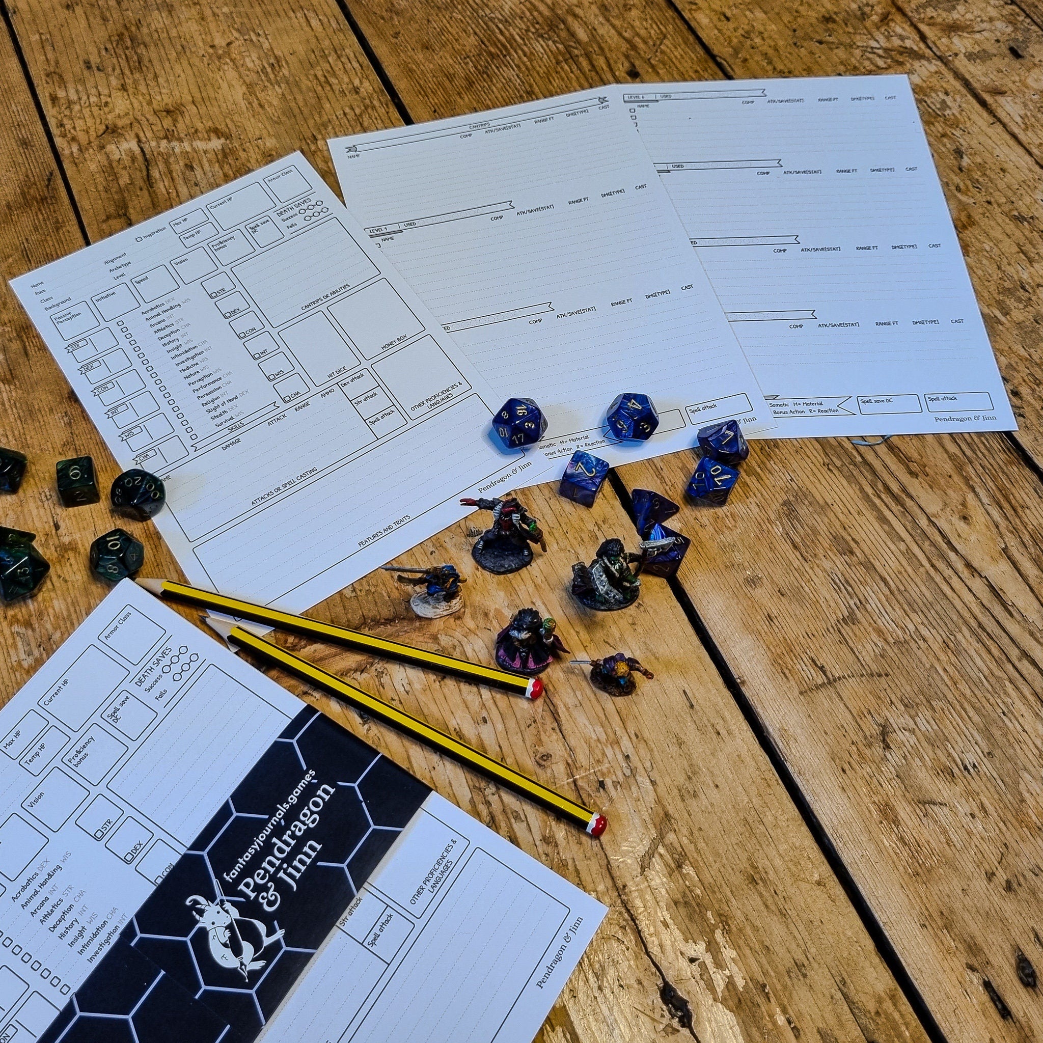 5E D&D Character Sheets – 4 character sheets level 1-9 spells