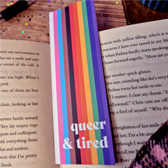 Queer and Tired Bookmark  – Progressive Rainbow