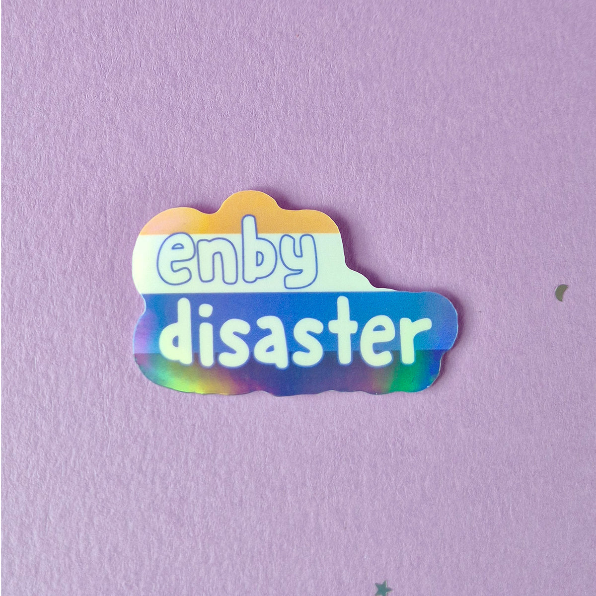 Enby Disaster Holographic Sticker