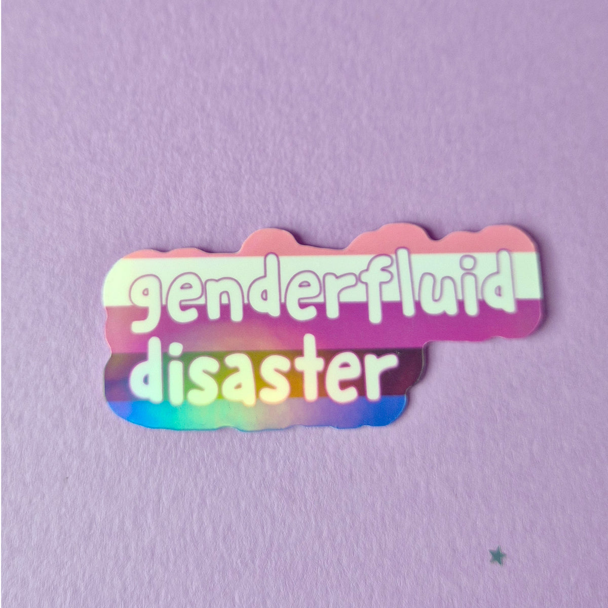 Genderfluid Disaster Holographic Sticker