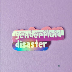 Genderfluid Disaster Holographic Sticker