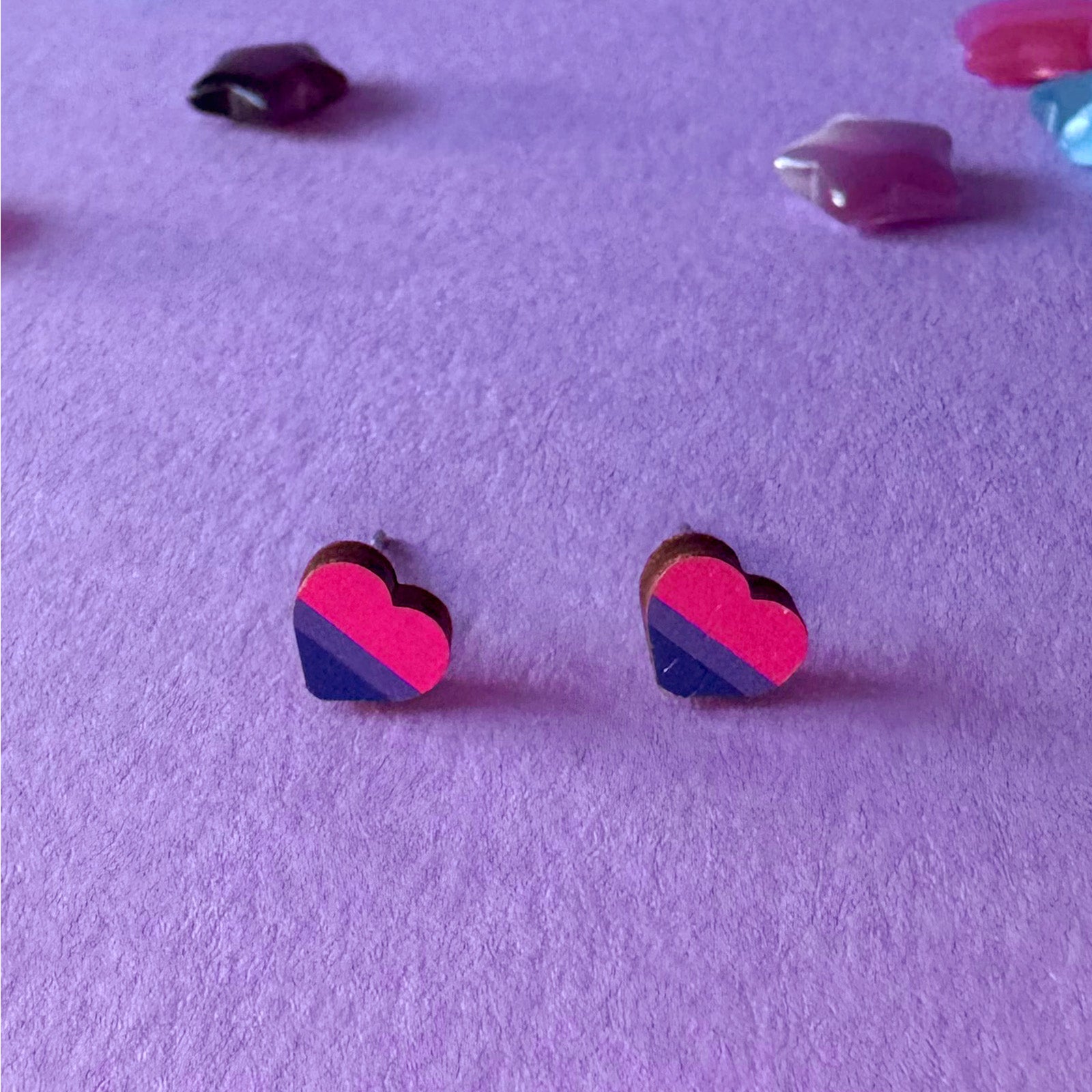 Bisexual Heart Stud Earrings