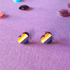Non-binary Heart Stud Earrings