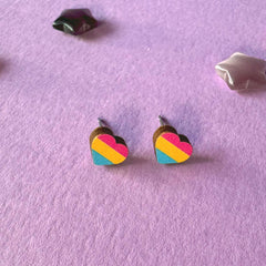 Pansexual Heart Stud Earrings