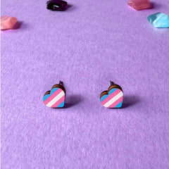 Trans Heart Stud Earrings