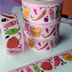 Spicy Peppers Red Rose Foil Washi