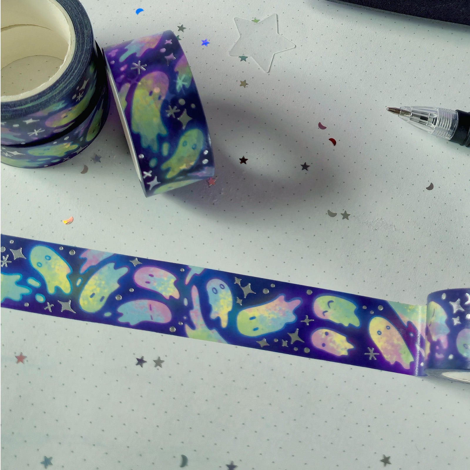 Errant Ghosts Silver Foil Washi
