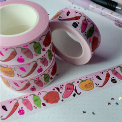 Spicy Peppers Red Rose Foil Washi