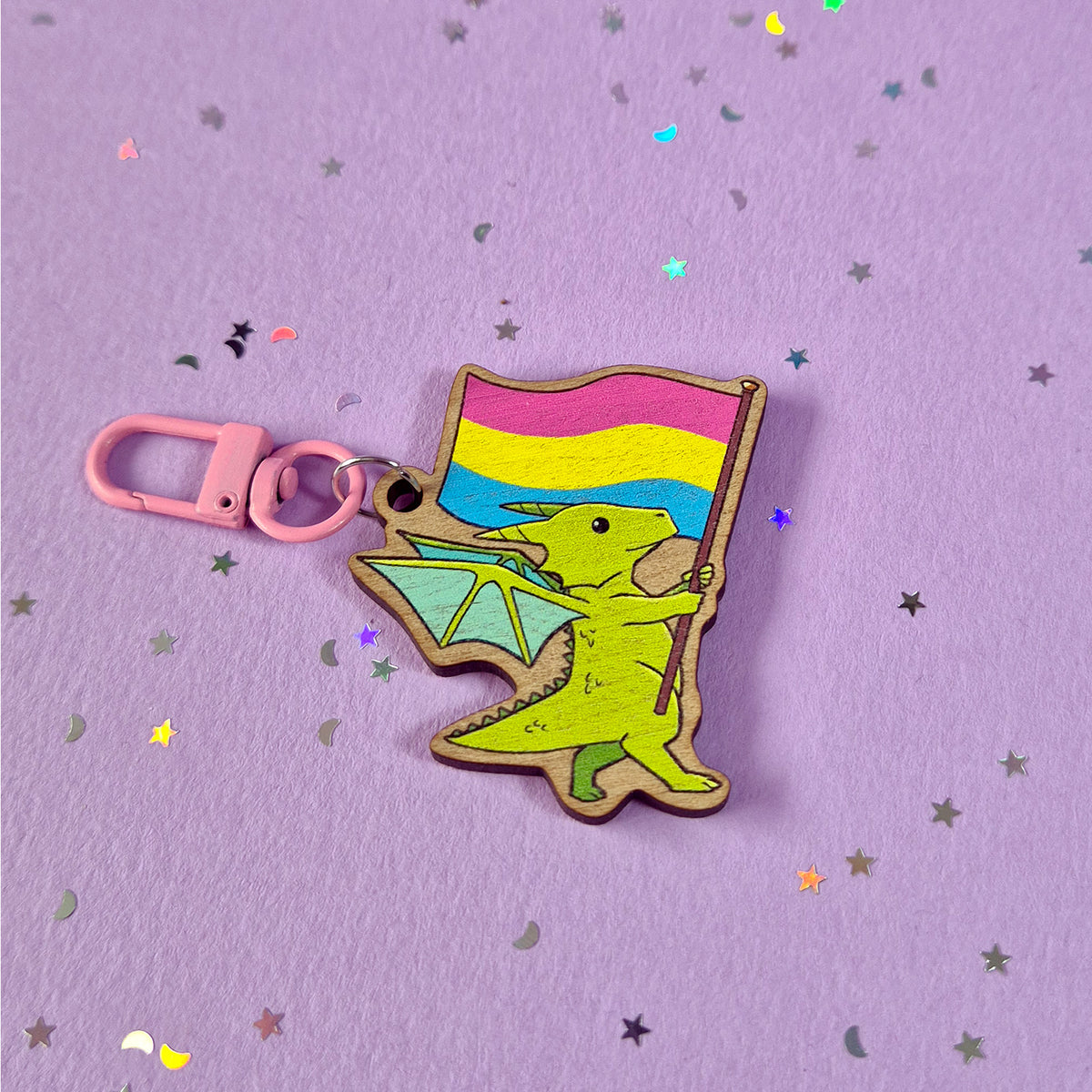 Pansexual Dragon Keychain