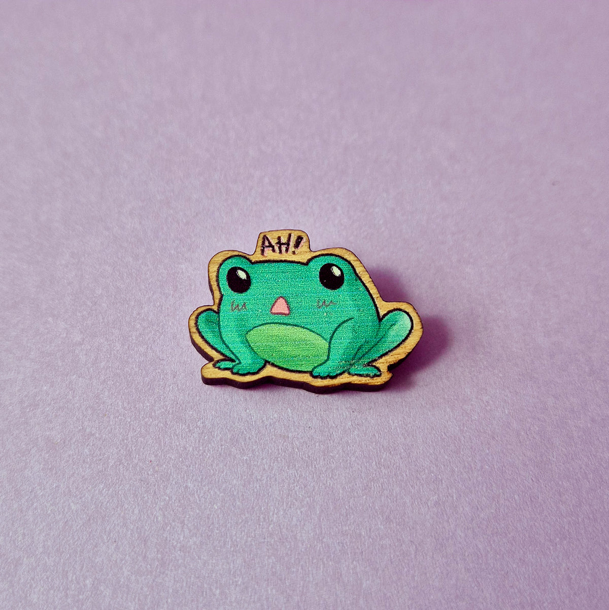 Anxiety Frog Wooden Pin