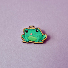 Anxiety Frog Wooden Pin