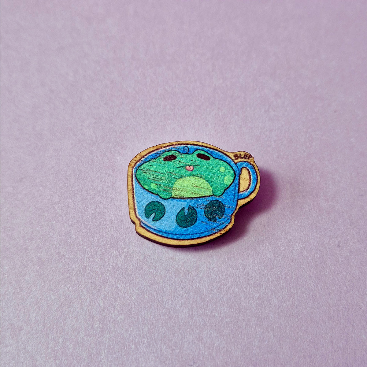 Blep Frog Wooden Pin