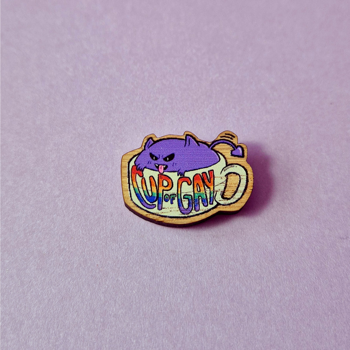 Cup of gay wooden pin